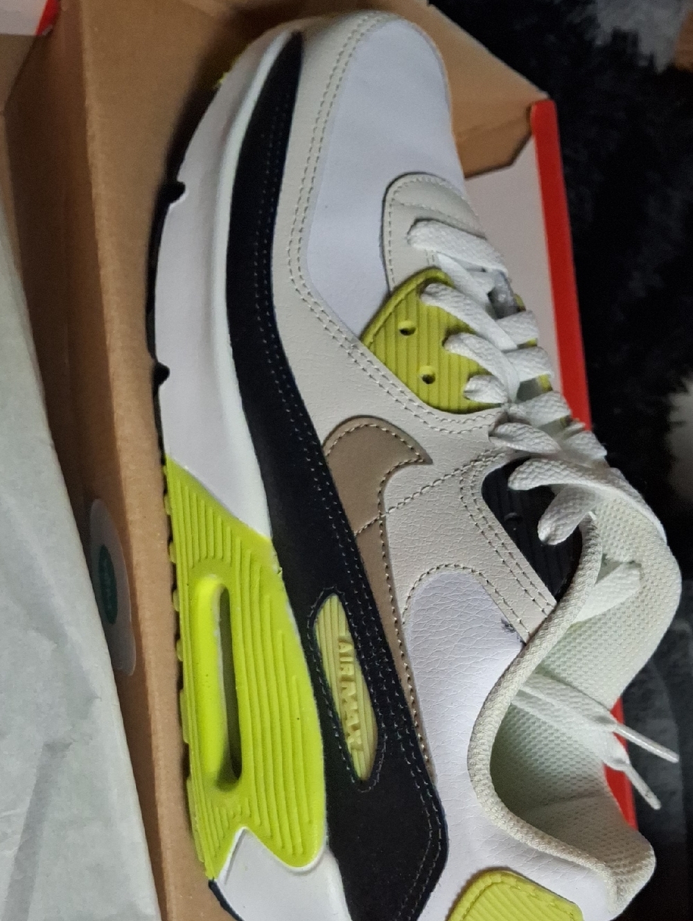 Nike Low Top Sneakers in White, Black & Volt